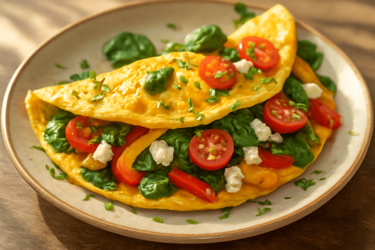 Proteinreiches Omelett mit frischem Gemüse