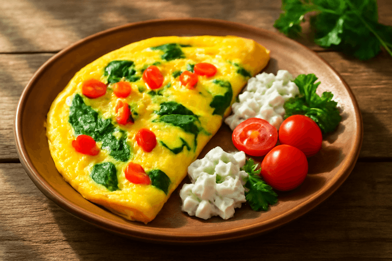 Классический омлет с овощами и зеленью