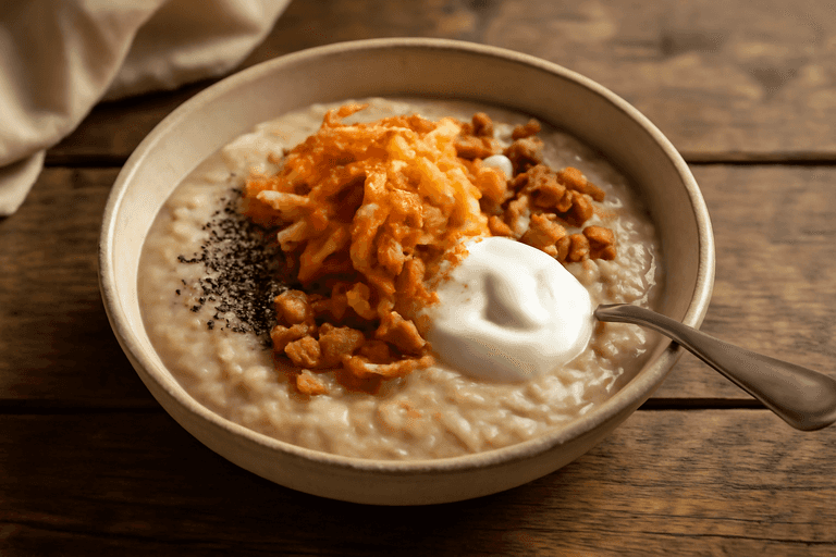 Lekka owsianka z jabłkiem i orzechami