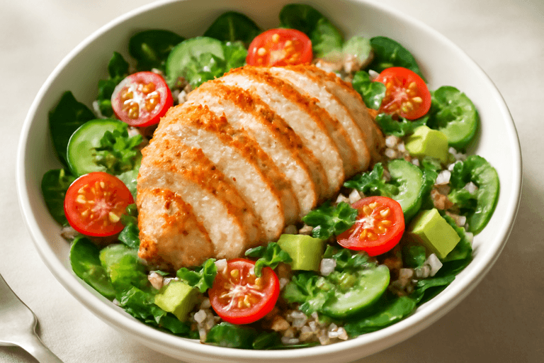 Lätt kycklingsallad med citron och quinoa