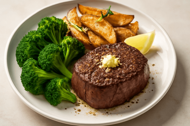 Proteinreiches Rinderfilet mit Ofenkartoffeln und Brokkoli