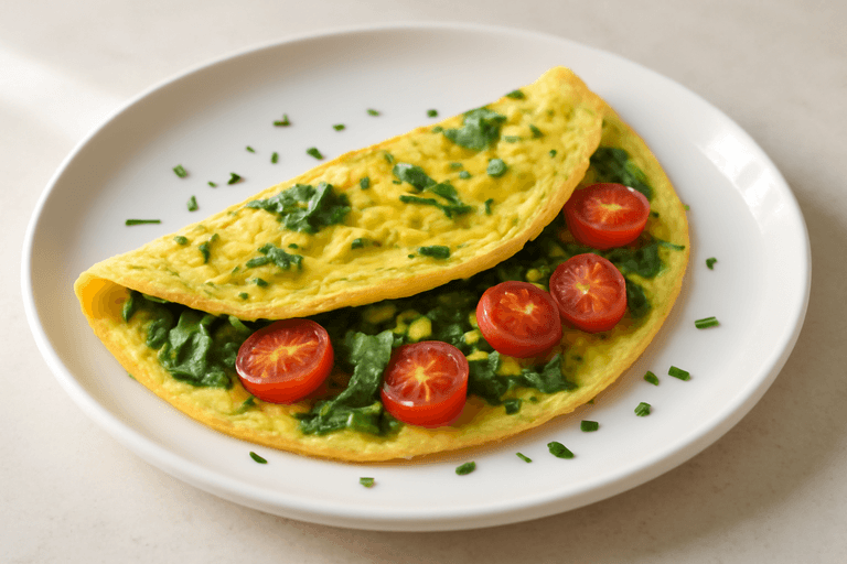 Omelette santé aux épinards et tomates