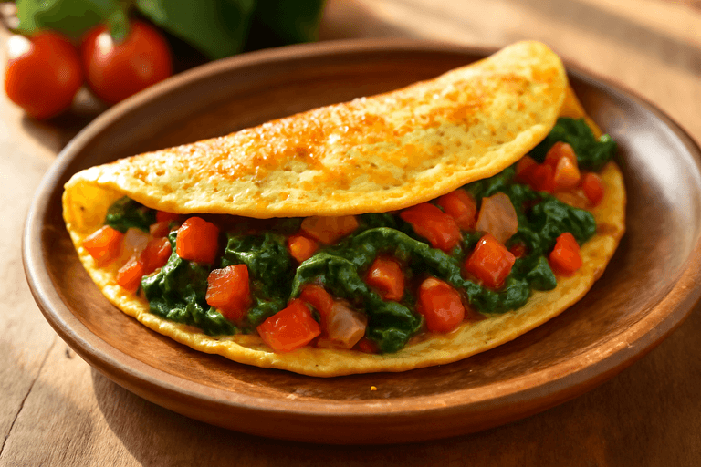 Omelette energética de verduras y espinacas