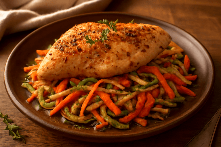 Куриное филе с пряными овощами в духовке