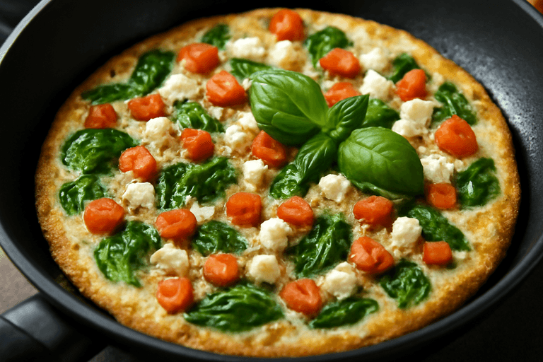 Tortilla Clásica de Claras con Espinaca y Tomate