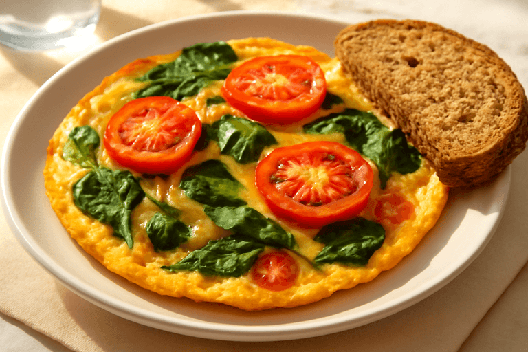 Omelette Clásico Energizante con Espinaca y Tomate