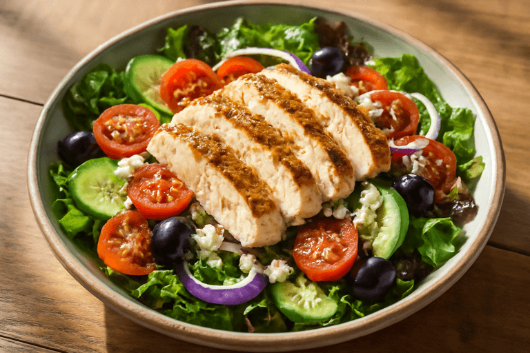 Ensalada Mediterránea de Pollo a la Parrilla