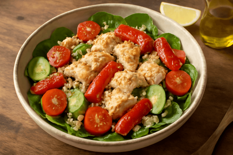 Kycklingsallad med Rostade Grönsaker och Quinoa