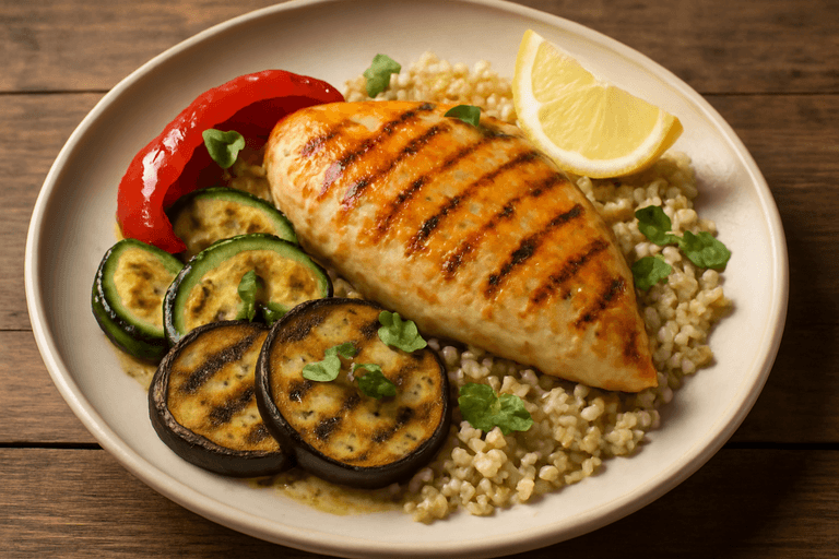 Κοτόπουλο με Λαχανικά στη Σχάρα & Κινόα