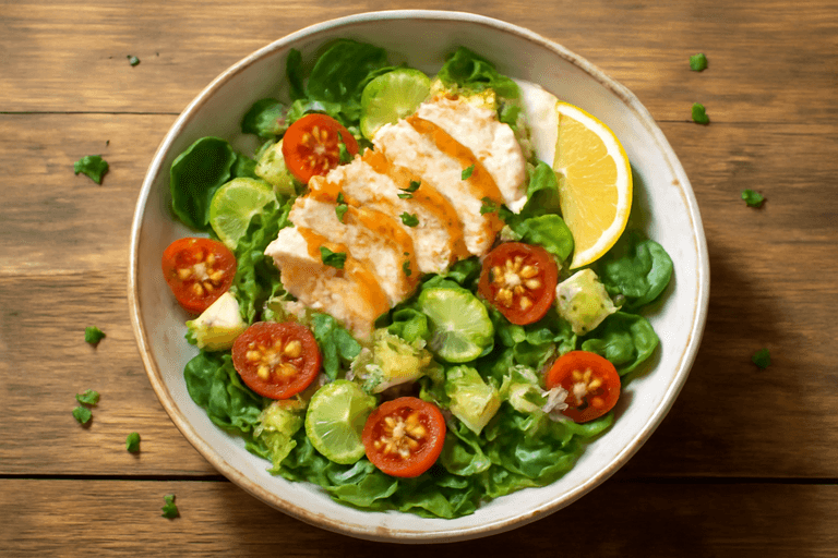 Lätt kycklingsallad med quinoa och avokado
