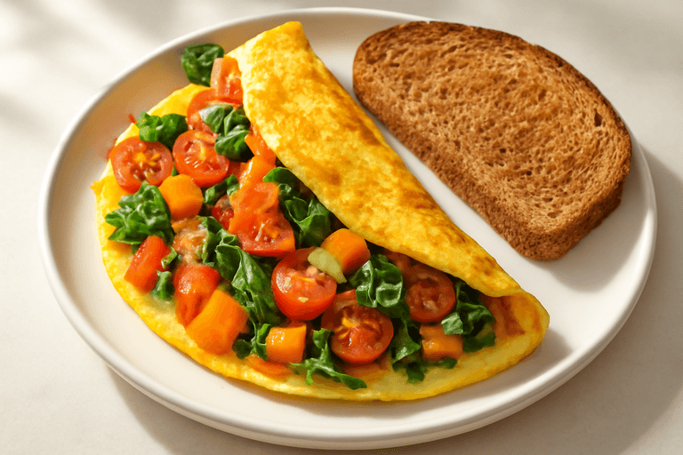 Protein-Packed Veggie Omelette with Whole Grain Toast