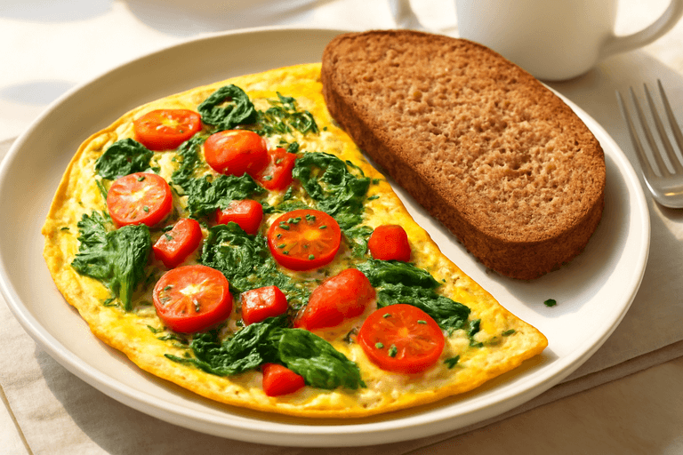 Proteinreiches Gemüse-Omelett mit Vollkorn-Toast