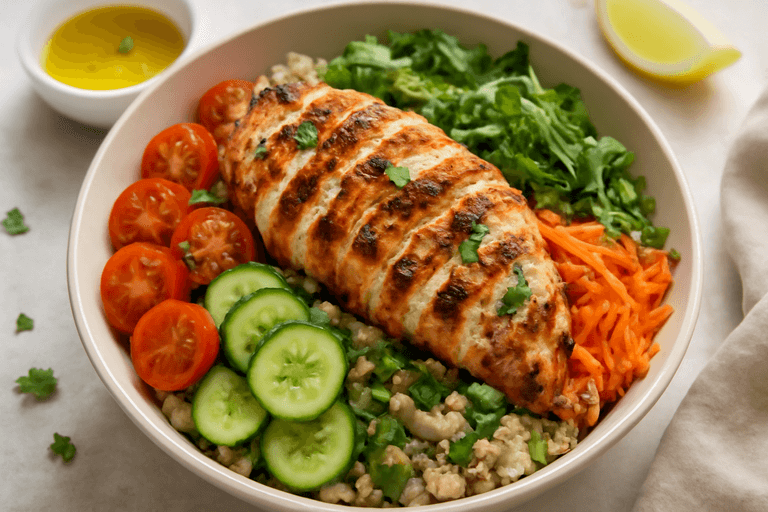 Salade complète au poulet grillé et quinoa