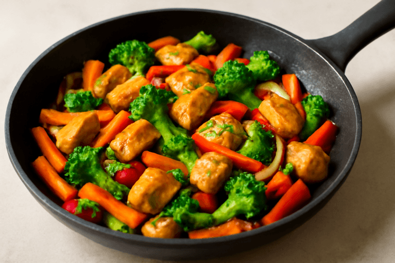 Poêlée de poulet aux légumes croquants
