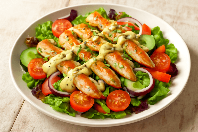Leichter Hähnchen-Gemüse-Salat mit Joghurt-Dressing