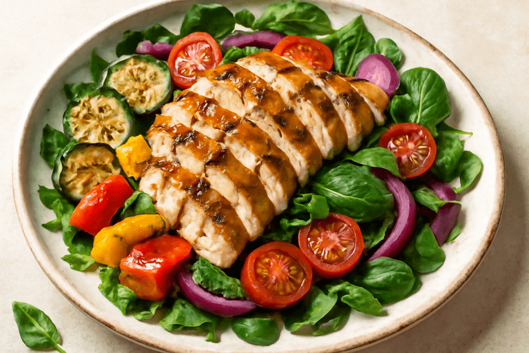 Färgstark Kycklingsallad med Rostade Grönsaker