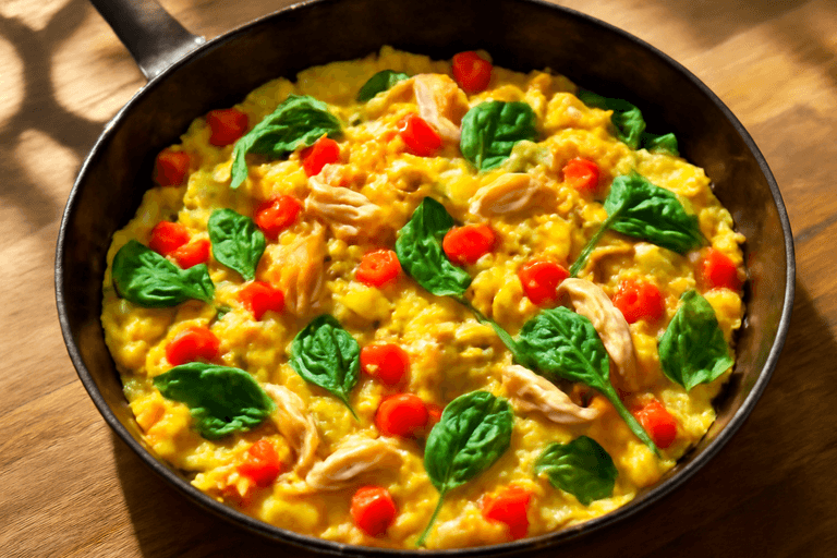 Revuelto Energético de Verduras y Pollo