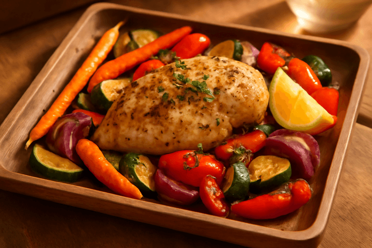 Pollo al Horno con Verduras Mediterráneas