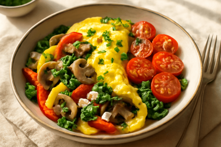 Frische Gemüse-Omelett-Schale