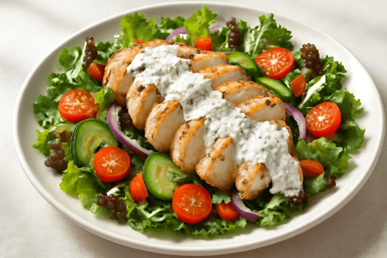 Leichter Hähnchen-Gemüse-Salat mit Joghurtdressing