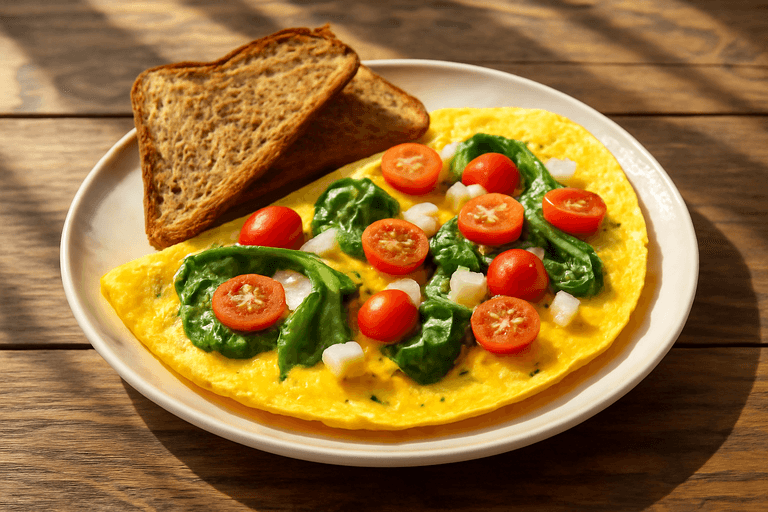 Proteinrik klassisk omelett med färska grönsaker