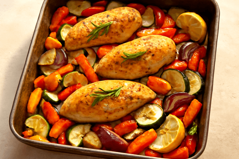 Pollo Asado con Verduras al Horno