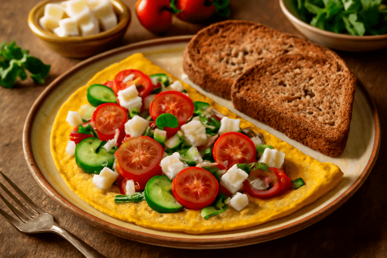 Κλασικό Ομελέτα Πρωινού με Λαχανικά & Σιτάρι Ολικής