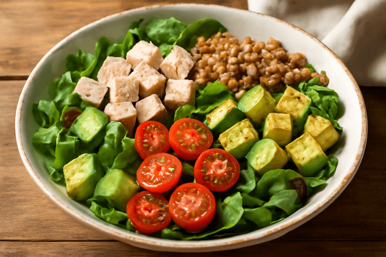 Легкий куриный салат с авокадо и гречкой