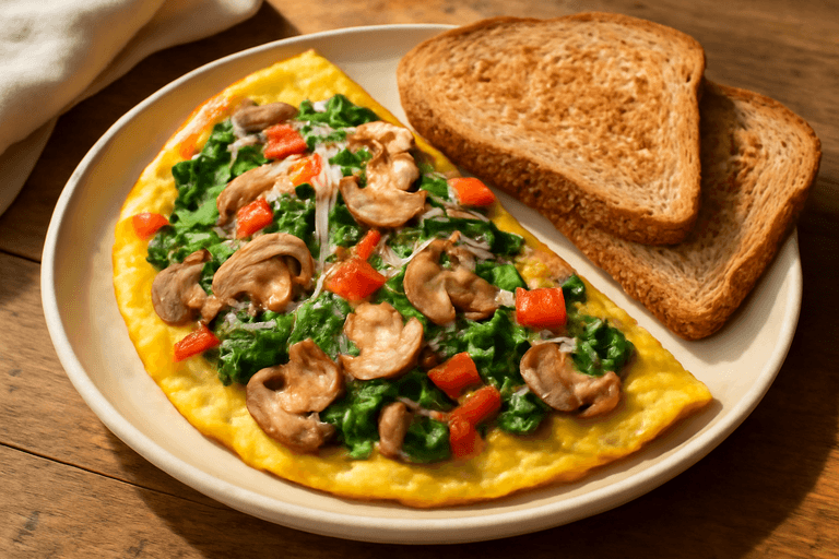 Hearty Veggie Omelette with Whole Grain Toast