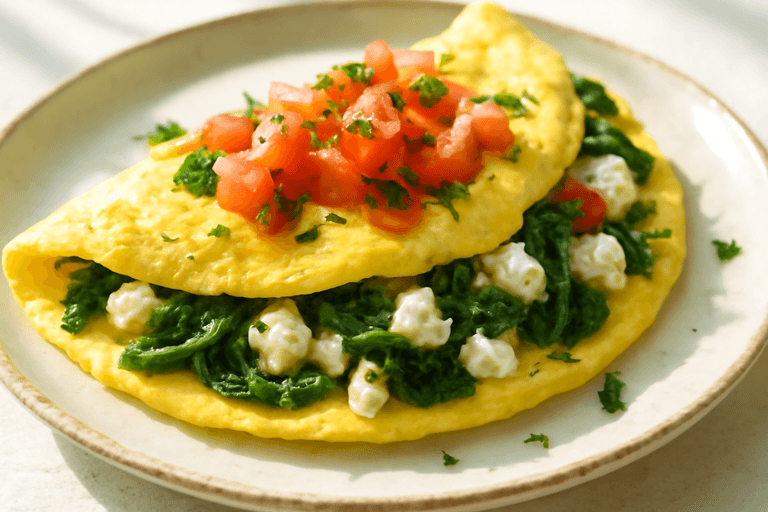 Proteinrik Omelett med Spenat och Fetaost