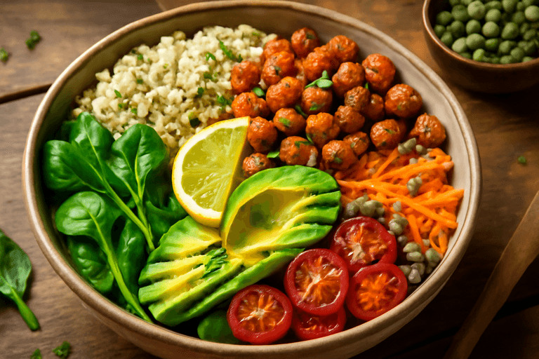 Proteinrik Buddha Bowl med Rostade Kikärter och Quinoablandning