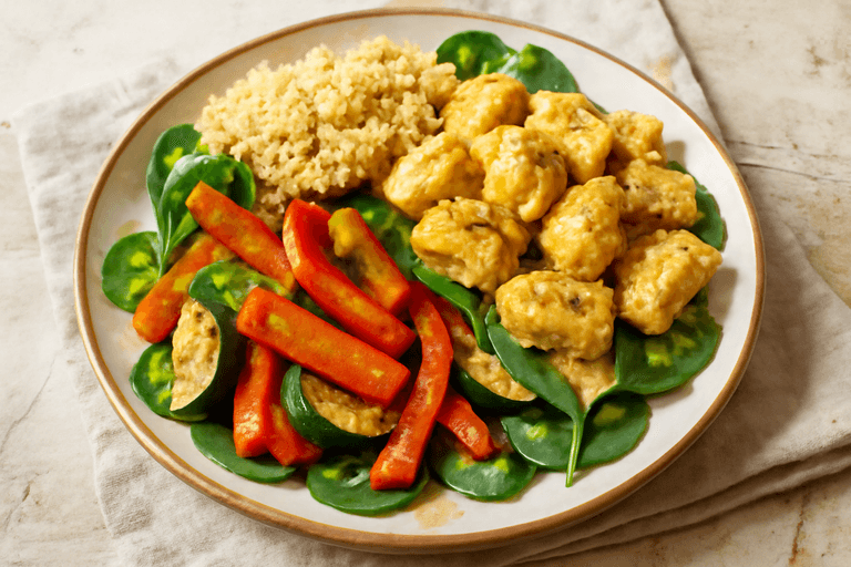 Kyckling- och Quinoasallad med Rostade Grönsaker