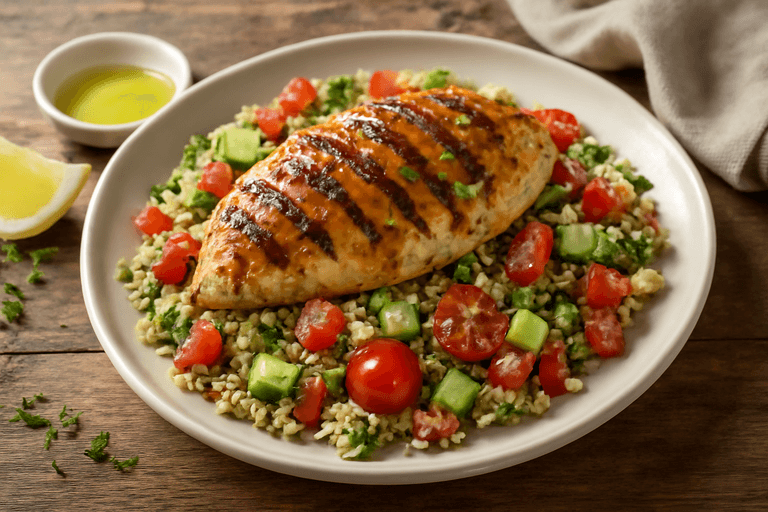 Κοτόπουλο Σχάρας με Σαλάτα Κινόα & Λαχανικά