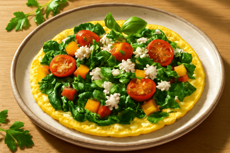 Proteinrik grönsaksomelett med färska örter