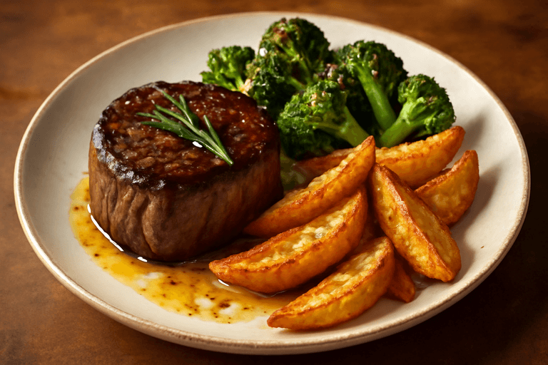 Klassisches Rinderfilet mit Ofenkartoffeln & Brokkoli