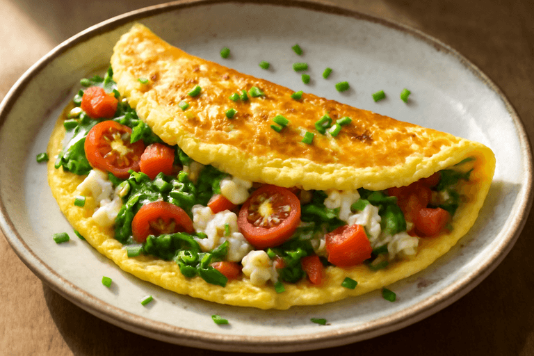 Tortilla Energizante de Verduras y Queso Cottage