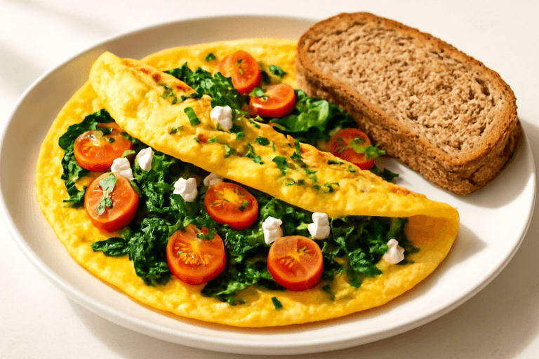 Protein-Power Frühstücks-Omelett mit Spinat & Tomaten