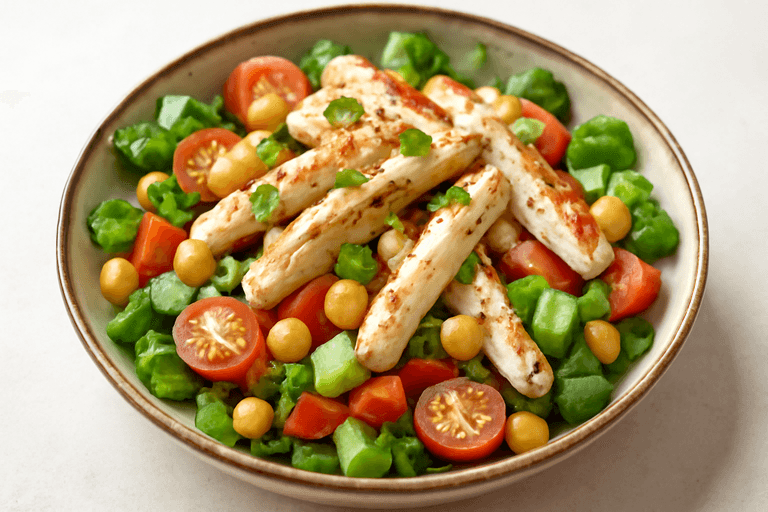 Leichter Hähnchen-Gemüse-Salat mit Joghurt-Dressing