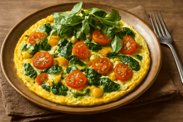 Классический омлет с овощами и зеленью для бодрого утра