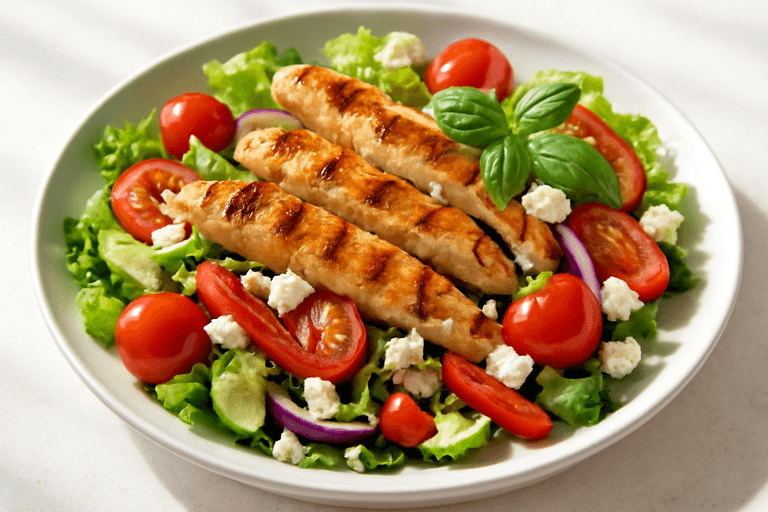 Leichter mediterraner Hähnchen-Salat