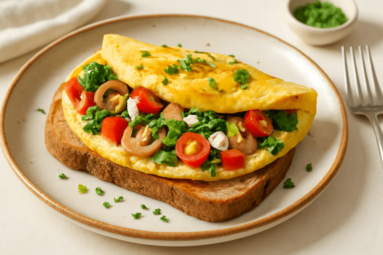Power-Frühstücks-Omelette mit Vollkorn und Gemüse