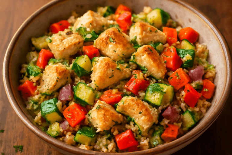 Hähnchen-Gemüse-Pfanne mit Quinoa