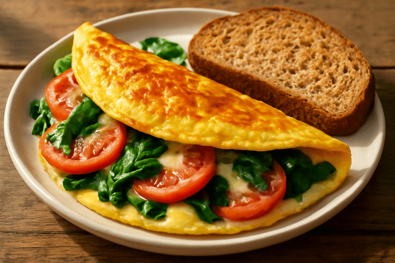 Proteinrik Frukostomelett med Spenat & Tomat