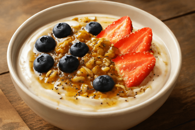 Energigivande Grekisk Yoghurtfrukost med Bär och Nötter