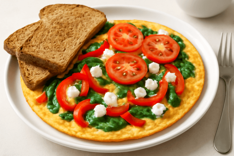 Proteinrik Grönsaksomelett med Fullkornsbröd