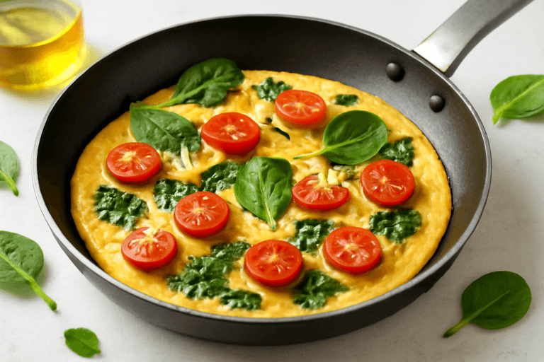 Omelette légère aux épinards et tomates