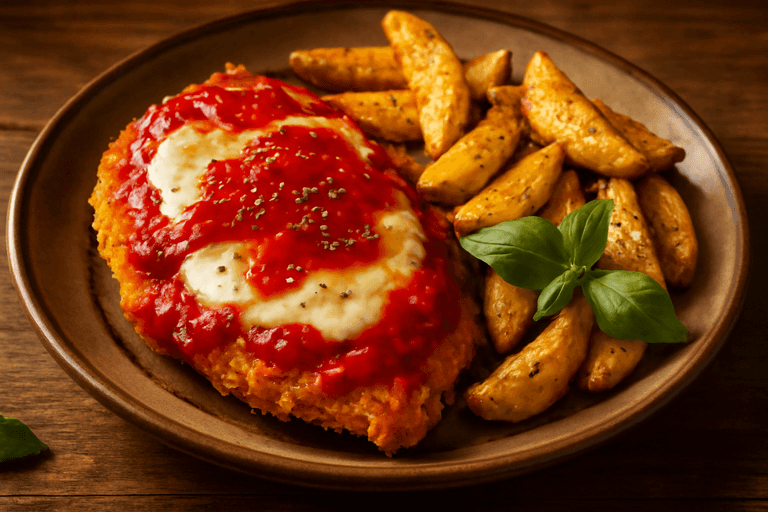 Pollo alla Parmigiana con Patate Arrosto