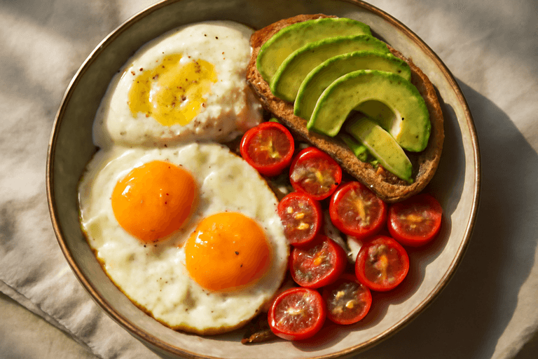 Energigivande klassisk frukostskål med ägg & avokado