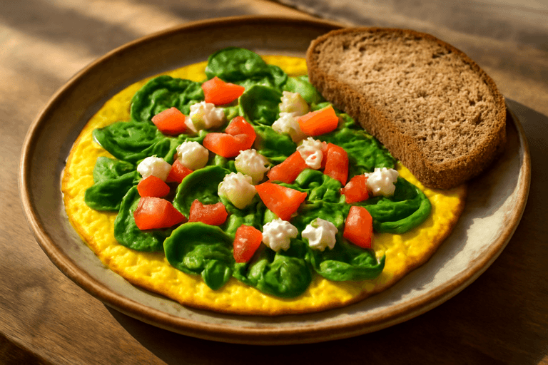 Πρωινό Ομελέτα Πρωταθλητή με Ντομάτα & Σπανάκι