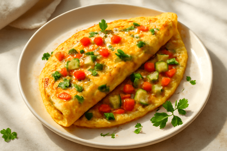 Proteinreiches Omelett mit frischem Gemüse
